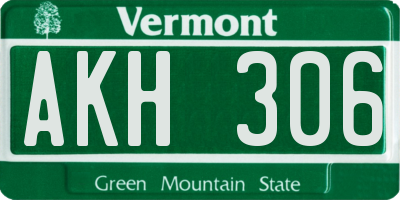 VT license plate AKH306