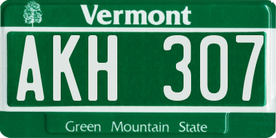 VT license plate AKH307