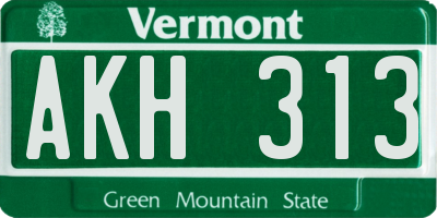 VT license plate AKH313