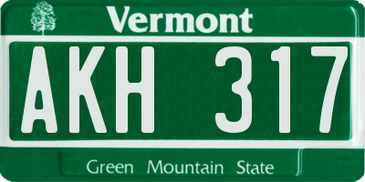 VT license plate AKH317