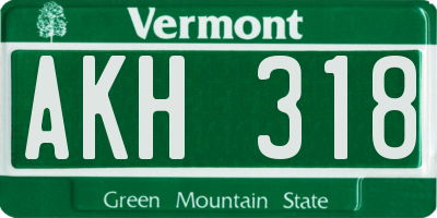 VT license plate AKH318