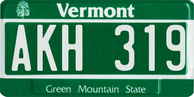 VT license plate AKH319