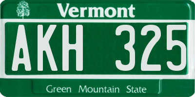VT license plate AKH325