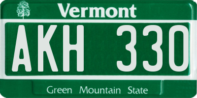 VT license plate AKH330