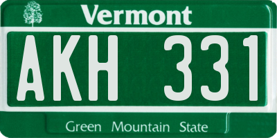 VT license plate AKH331