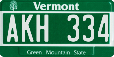 VT license plate AKH334