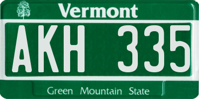 VT license plate AKH335