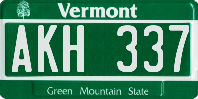 VT license plate AKH337