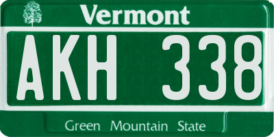VT license plate AKH338