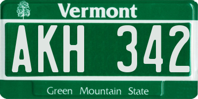 VT license plate AKH342