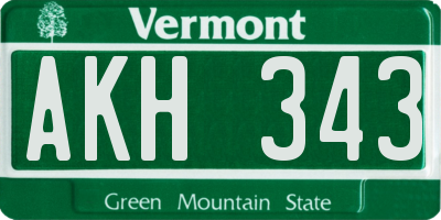 VT license plate AKH343