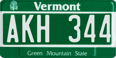 VT license plate AKH344