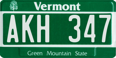 VT license plate AKH347