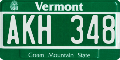 VT license plate AKH348