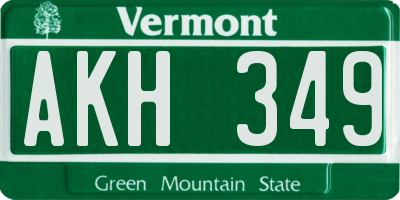 VT license plate AKH349