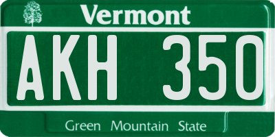 VT license plate AKH350