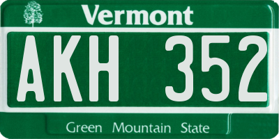 VT license plate AKH352