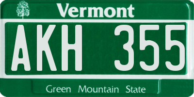 VT license plate AKH355