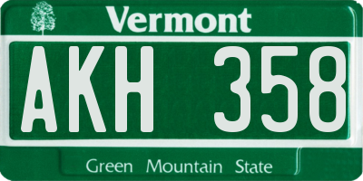 VT license plate AKH358