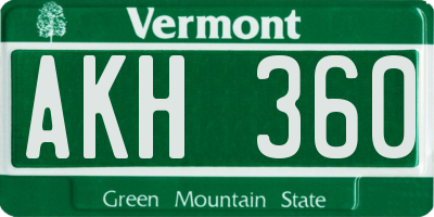VT license plate AKH360
