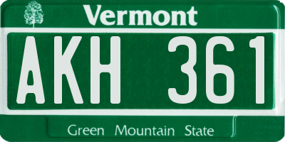 VT license plate AKH361