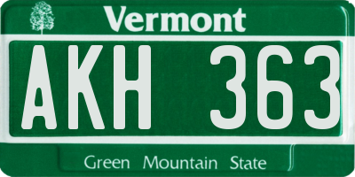 VT license plate AKH363