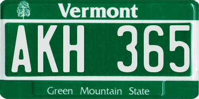 VT license plate AKH365