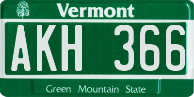 VT license plate AKH366