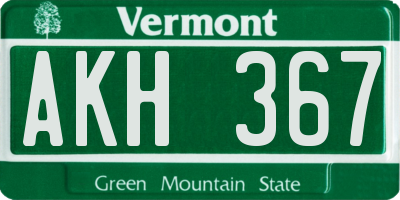 VT license plate AKH367