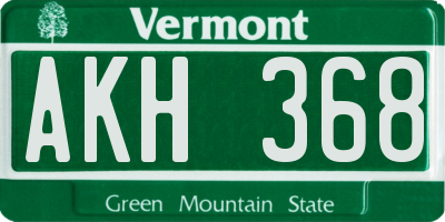 VT license plate AKH368