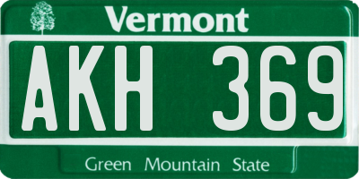 VT license plate AKH369