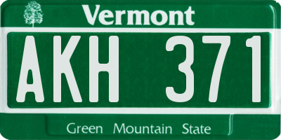 VT license plate AKH371