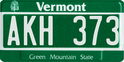 VT license plate AKH373