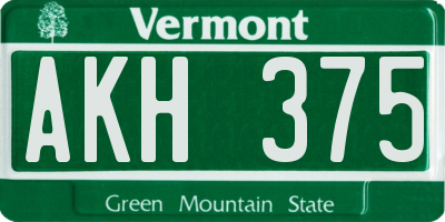 VT license plate AKH375