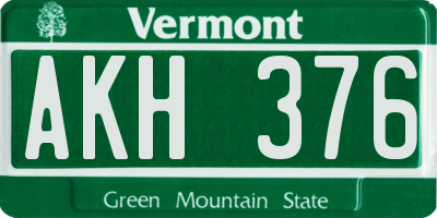 VT license plate AKH376