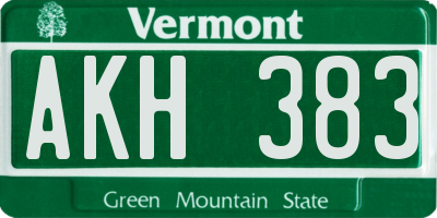 VT license plate AKH383