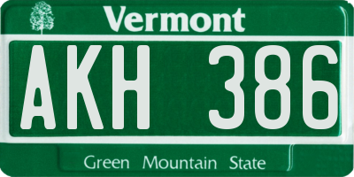VT license plate AKH386