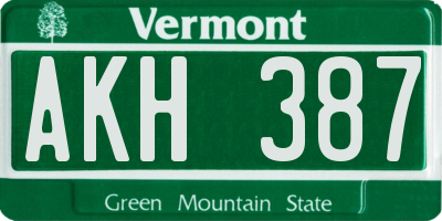 VT license plate AKH387
