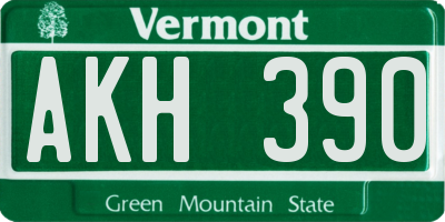 VT license plate AKH390