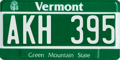 VT license plate AKH395