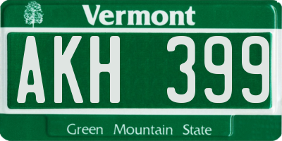 VT license plate AKH399