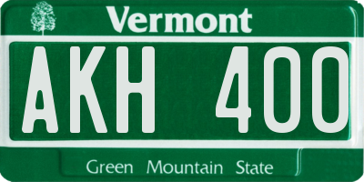 VT license plate AKH400
