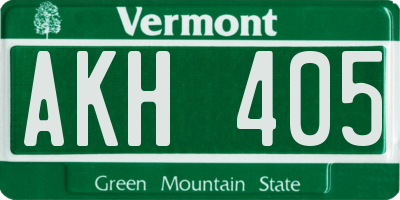 VT license plate AKH405
