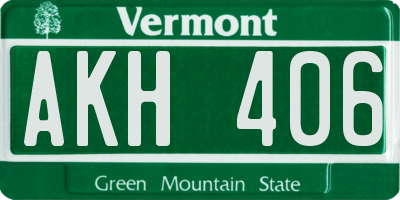 VT license plate AKH406