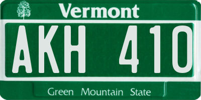 VT license plate AKH410