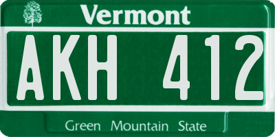 VT license plate AKH412