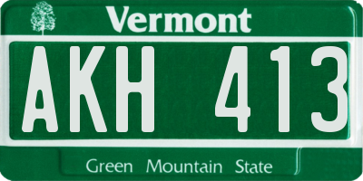VT license plate AKH413