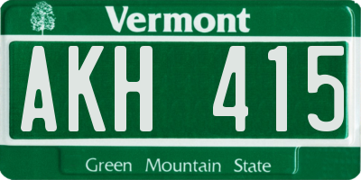 VT license plate AKH415