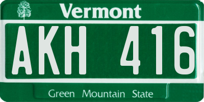 VT license plate AKH416