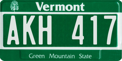 VT license plate AKH417